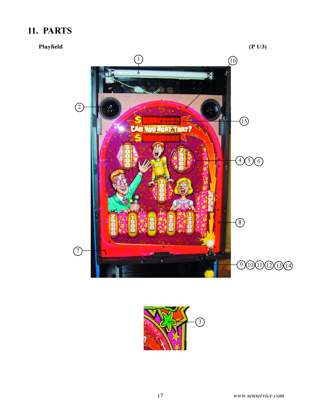 Sega GAME SHOW owner manual Parts, Playﬁeld 