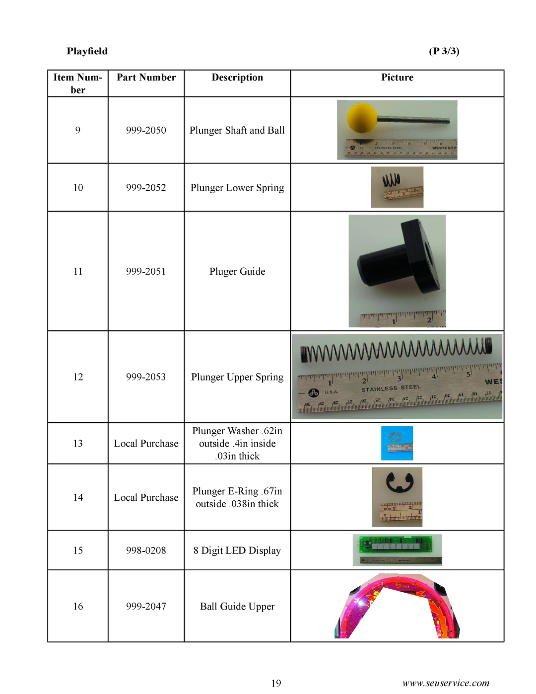 Sega GAME SHOW owner manual Plunger Shaft and Ball 