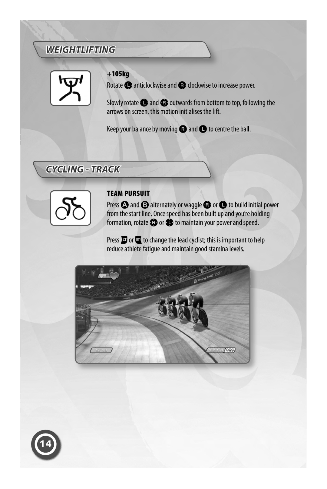 Sega MAN-S075-UK Weightlifting, Cycling Track, +105kg, Keep your balance by moving Cand Bto centre the ball, Team Pursuit 