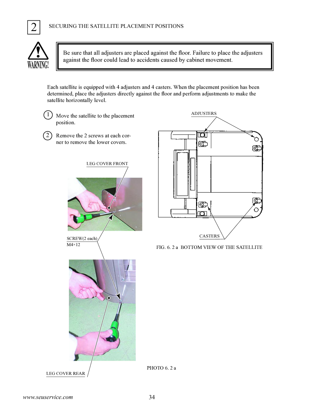 Sega Satellite TV System manual Securing the Satellite Placement Positions 