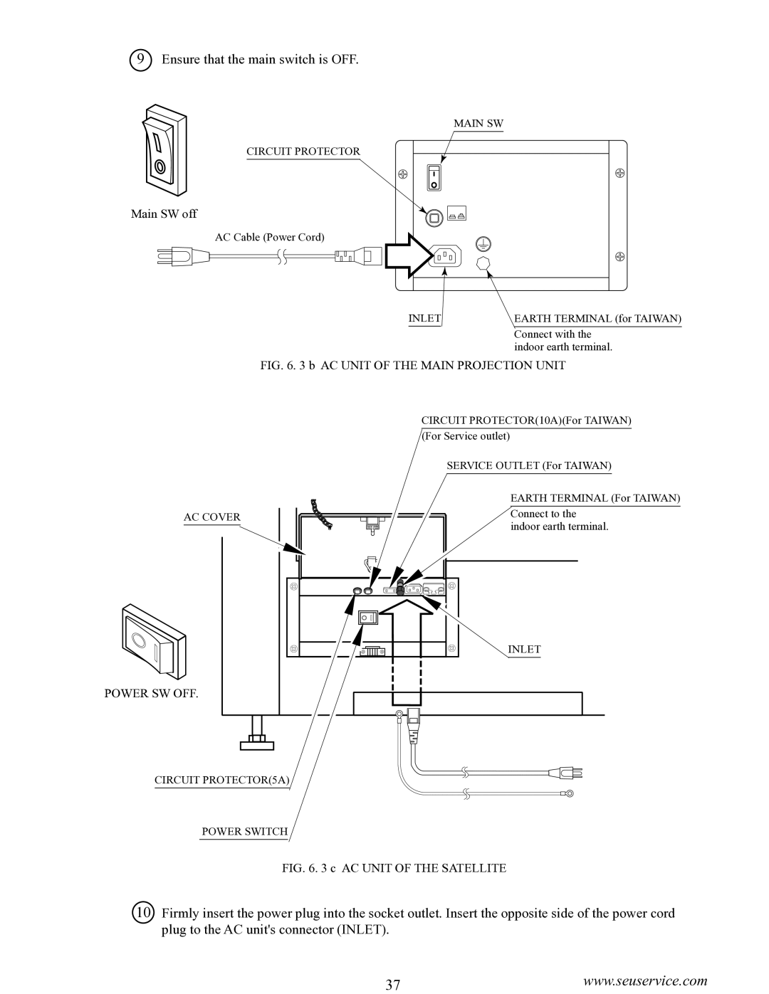 Sega Satellite TV System manual Ensure that the main switch is OFF 