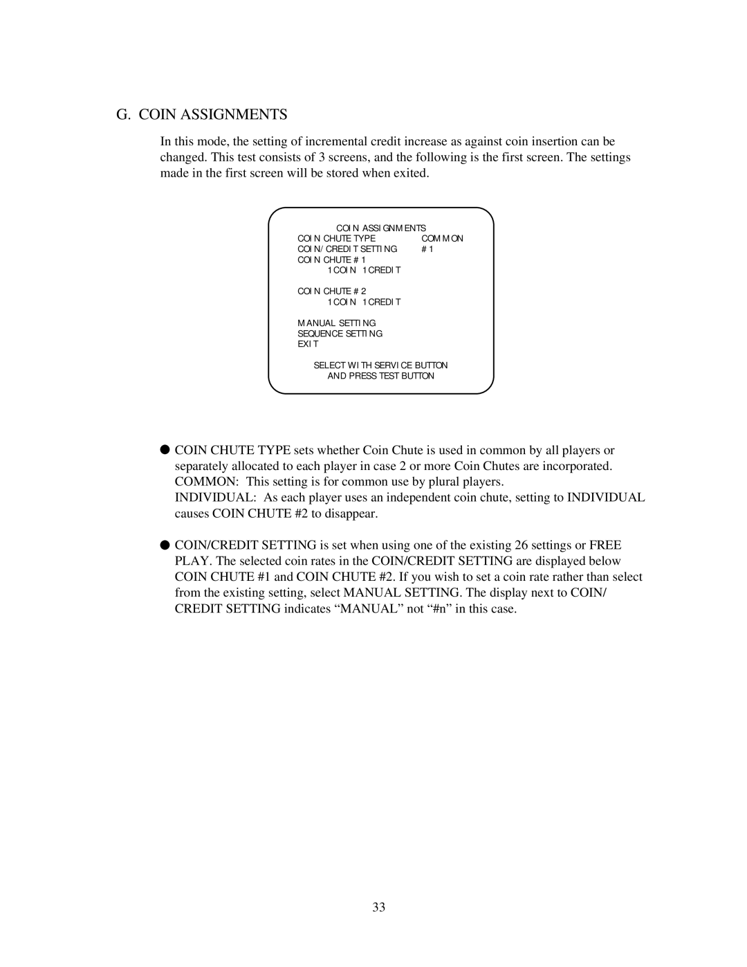 Sega 999-0988, Star Wars Racer Arcade owner manual Coin Assignments 