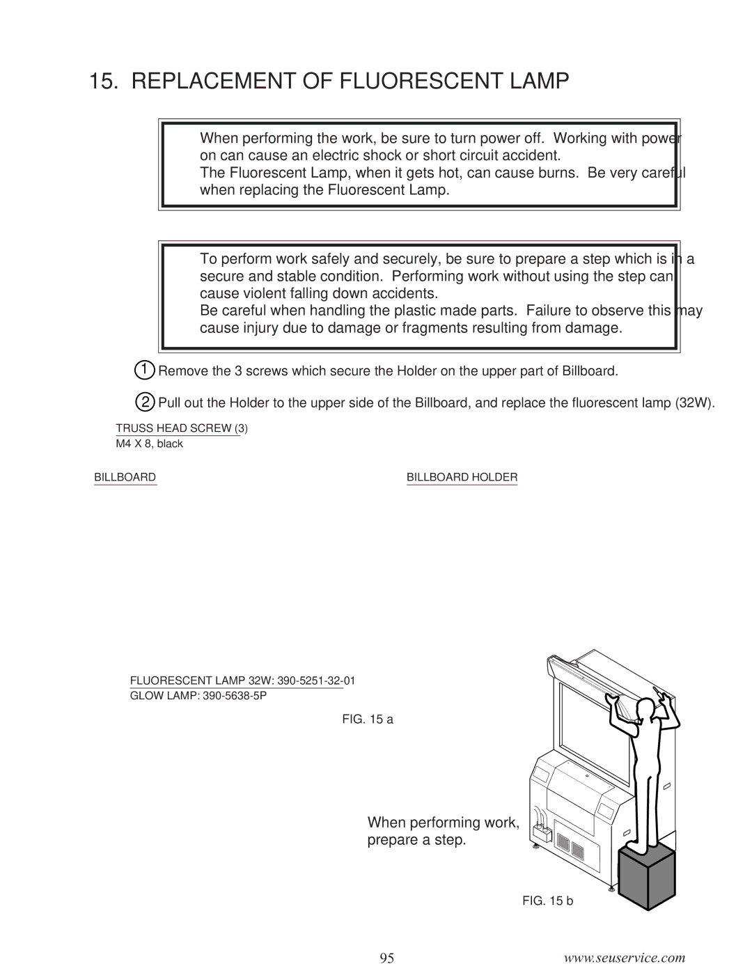 Sega WaveRunner owner manual Replacement of Fluorescent Lamp 