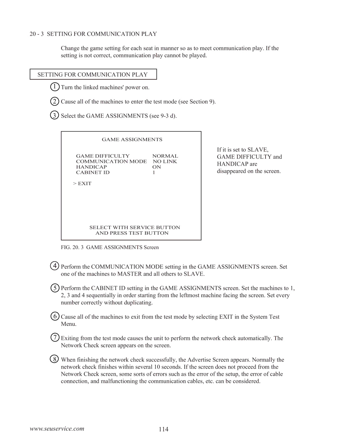 Sega WaveRunner owner manual 20 3 Setting for Communication Play 