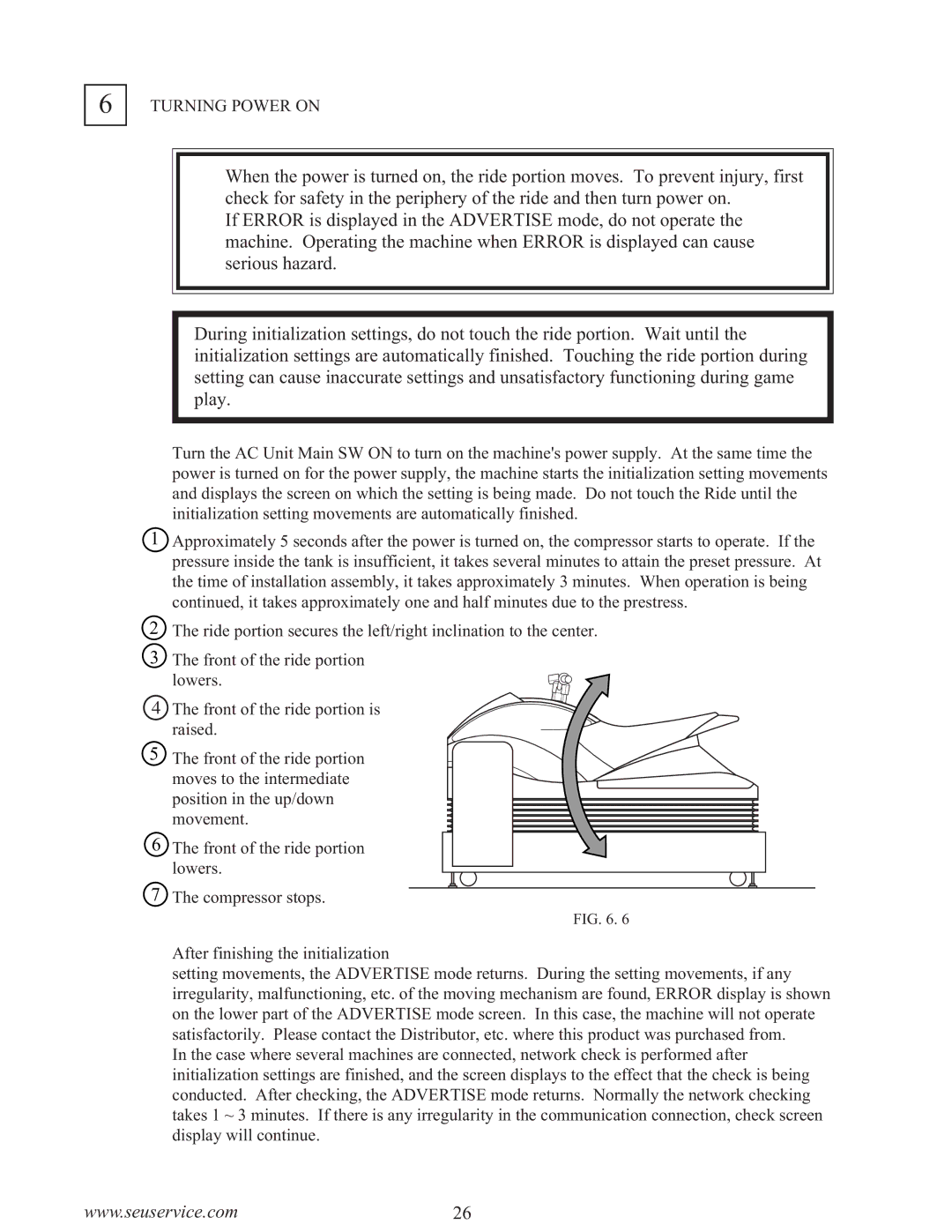 Sega WaveRunner owner manual Turning Power on 