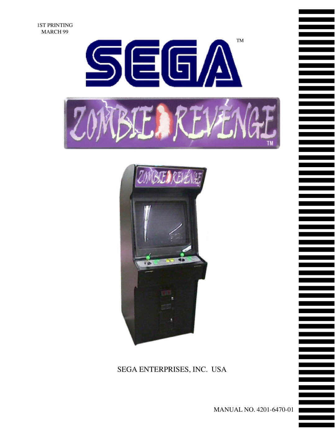 Sega Zombie Revenge manual 1ST Printing March 