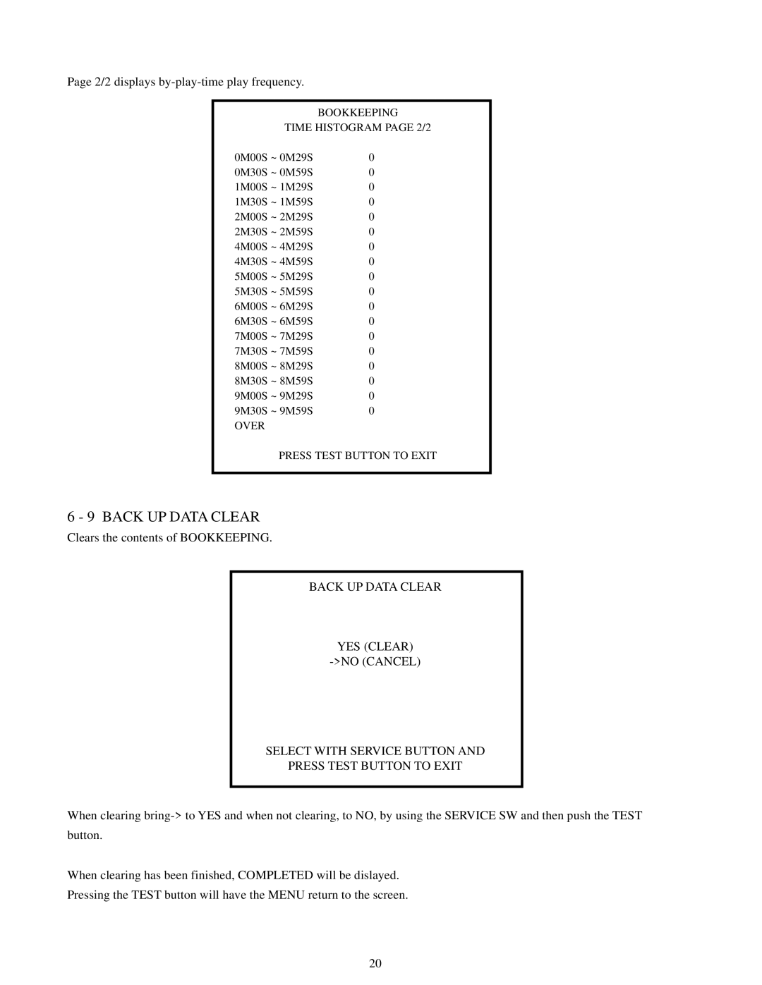 Sega Zombie Revenge manual Back UP Data Clear, 2/2 displays by-play-time play frequency 