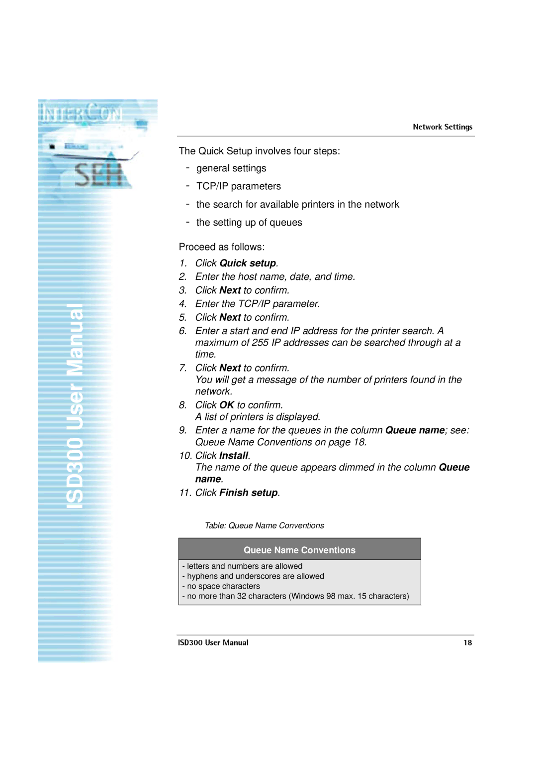 SEH Computertechnik ISD300 user manual Click Quick setup, Click Finish setup 