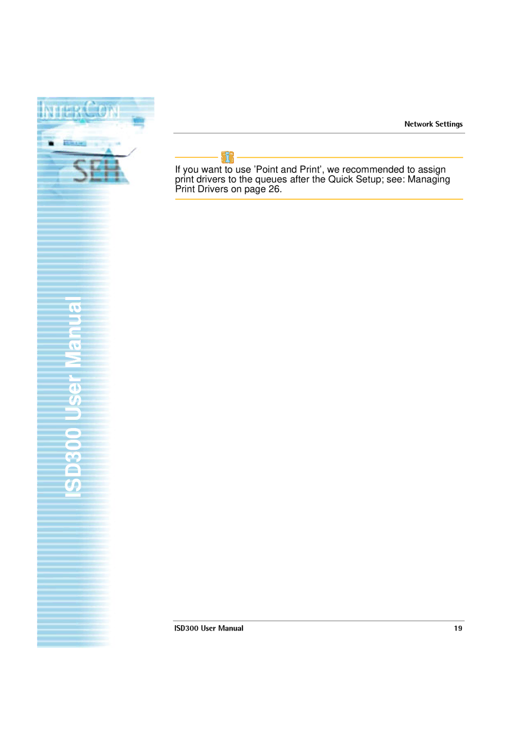 SEH Computertechnik ISD300 user manual Network Settings 