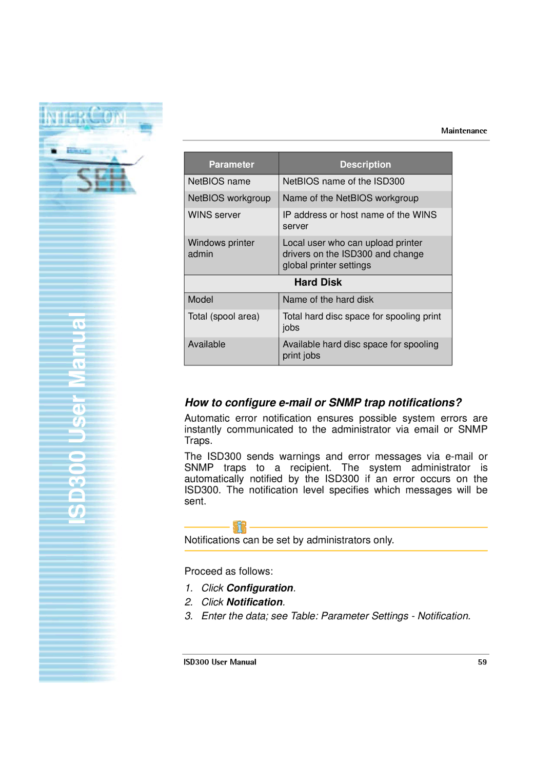 SEH Computertechnik ISD300 How to configure e-mail or Snmp trap notifications?, Click Configuration Click Notification 