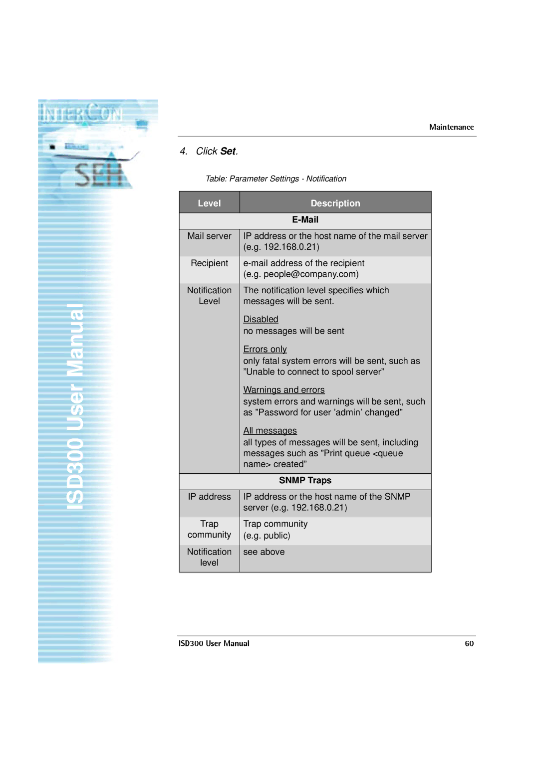 SEH Computertechnik ISD300 user manual Level Description 