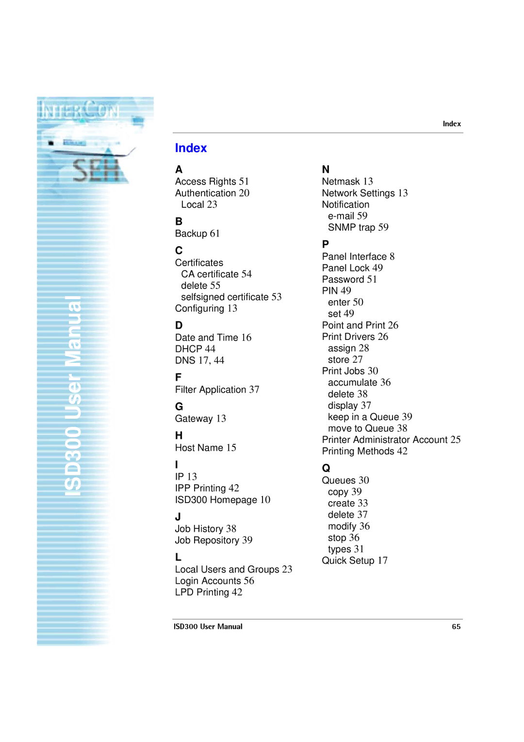 SEH Computertechnik ISD300 user manual Index, DNS 17 