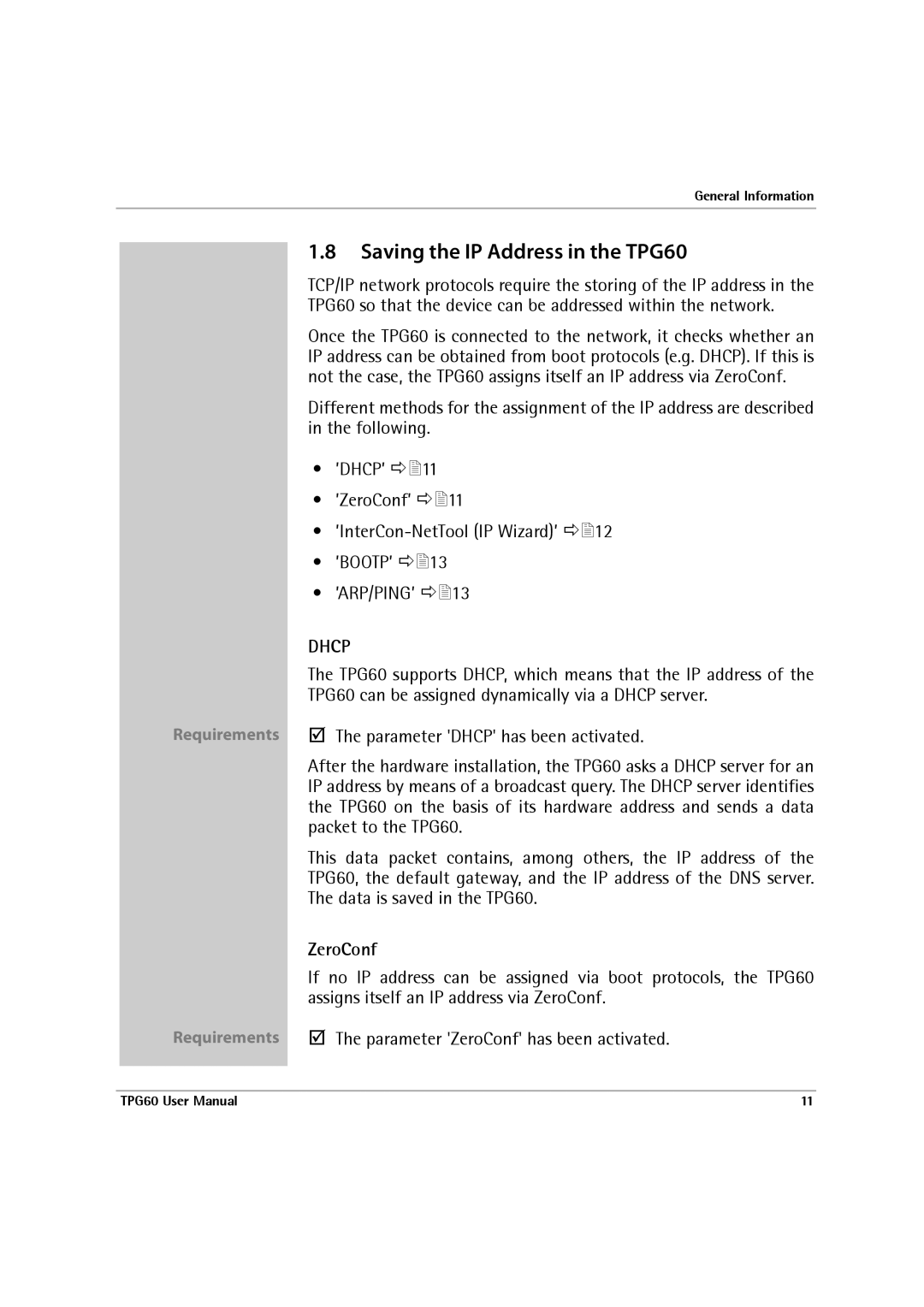 SEH Computertechnik user manual Saving the IP Address in the TPG60, ZeroConf 