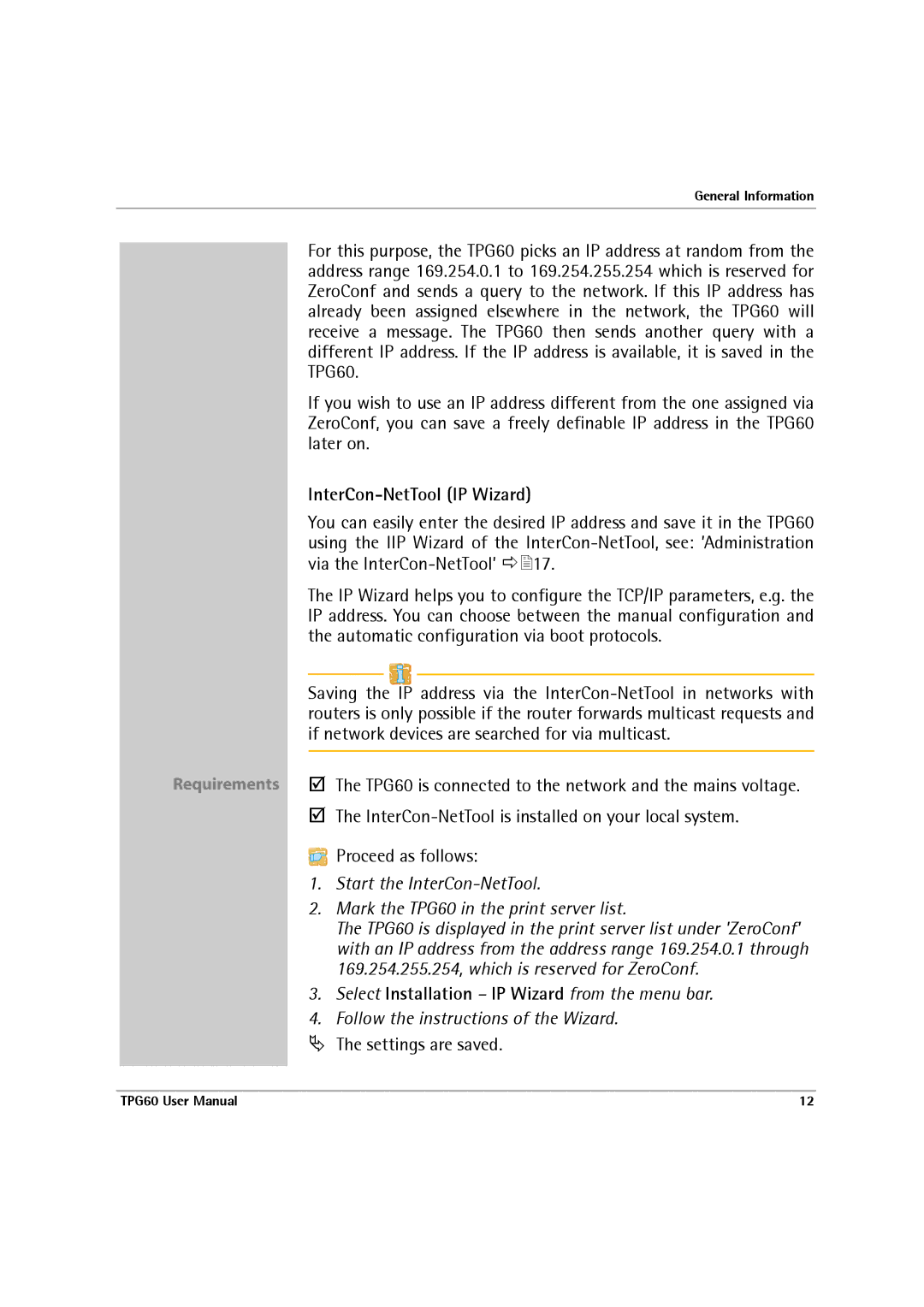 SEH Computertechnik TPG60 user manual InterCon-NetTool IP Wizard 