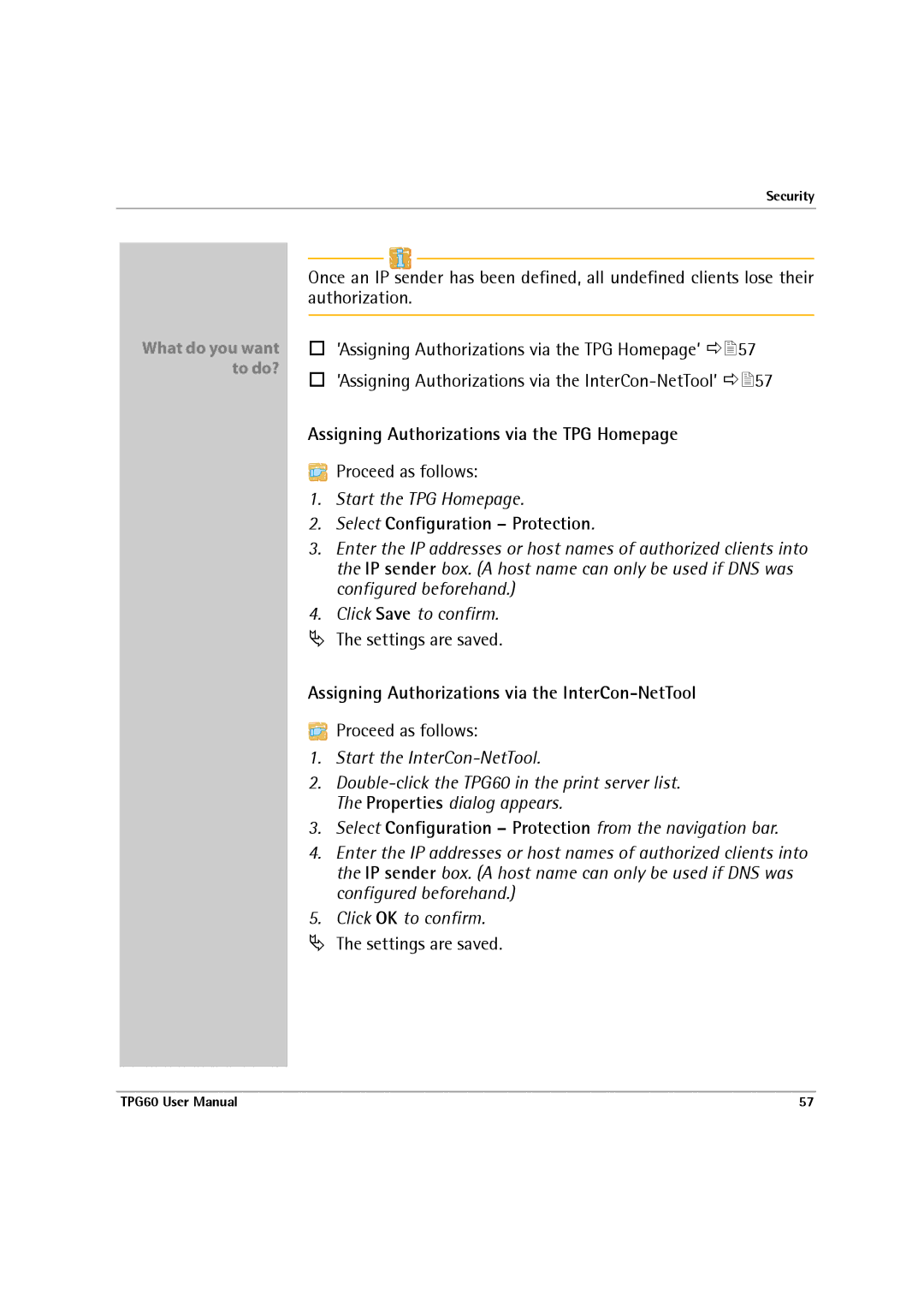 SEH Computertechnik TPG60 Assigning Authorizations via the TPG Homepage, Assigning Authorizations via the InterCon-NetTool 