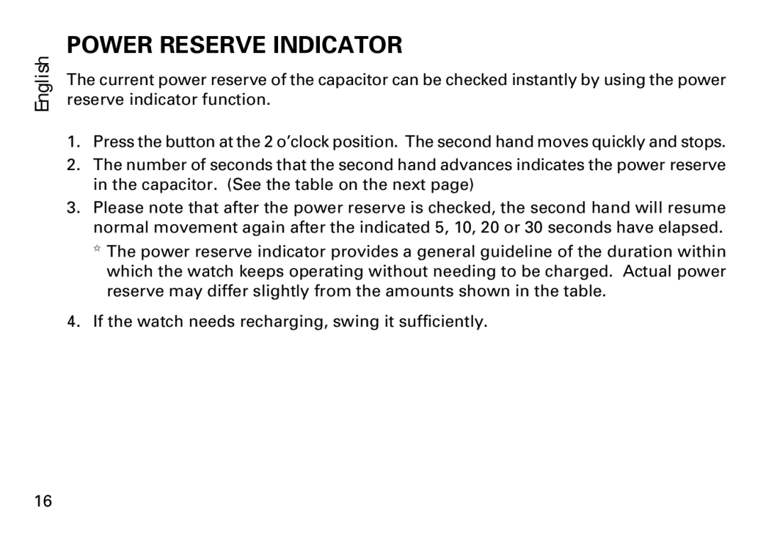 Seiko 5M42, 3M22, 5M43 manual Power Reserve Indicator 