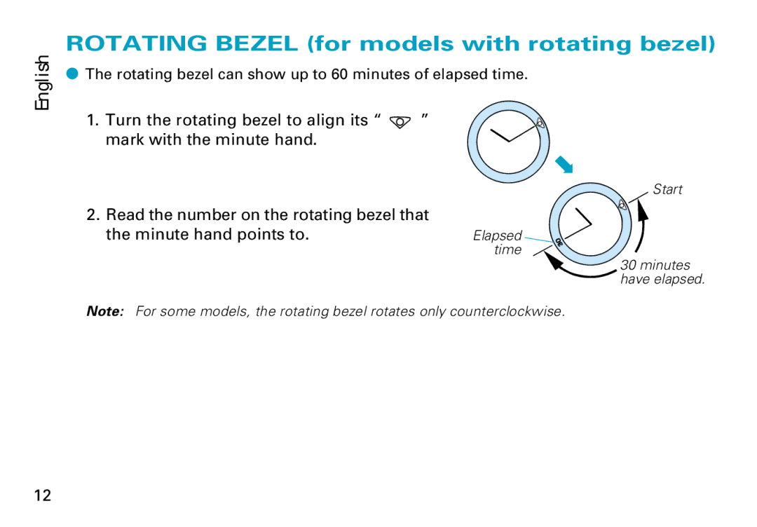 Seiko 3M62, 5M62, 5M63 manual Rotating Bezel for models with rotating bezel 