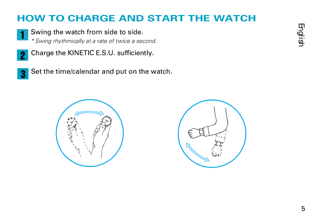 Seiko 5M63, 3M62, 5M62 manual HOW to Charge and Start the Watch 