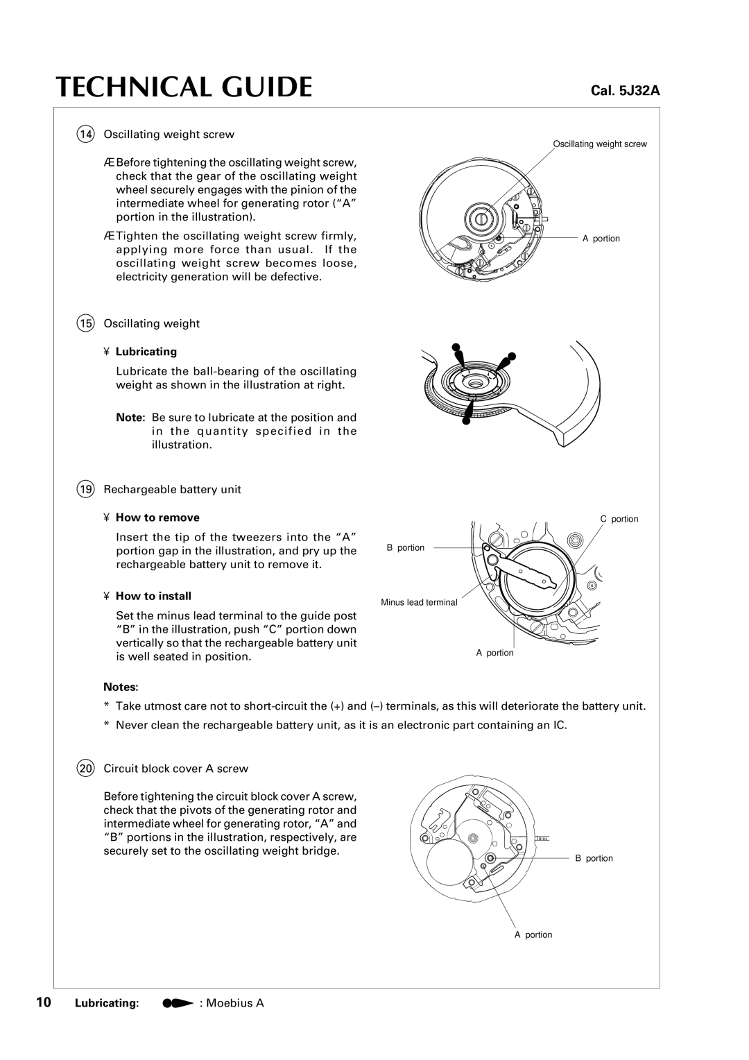 Seiko 5J32A specifications How to remove, Lubricating Moebius a 