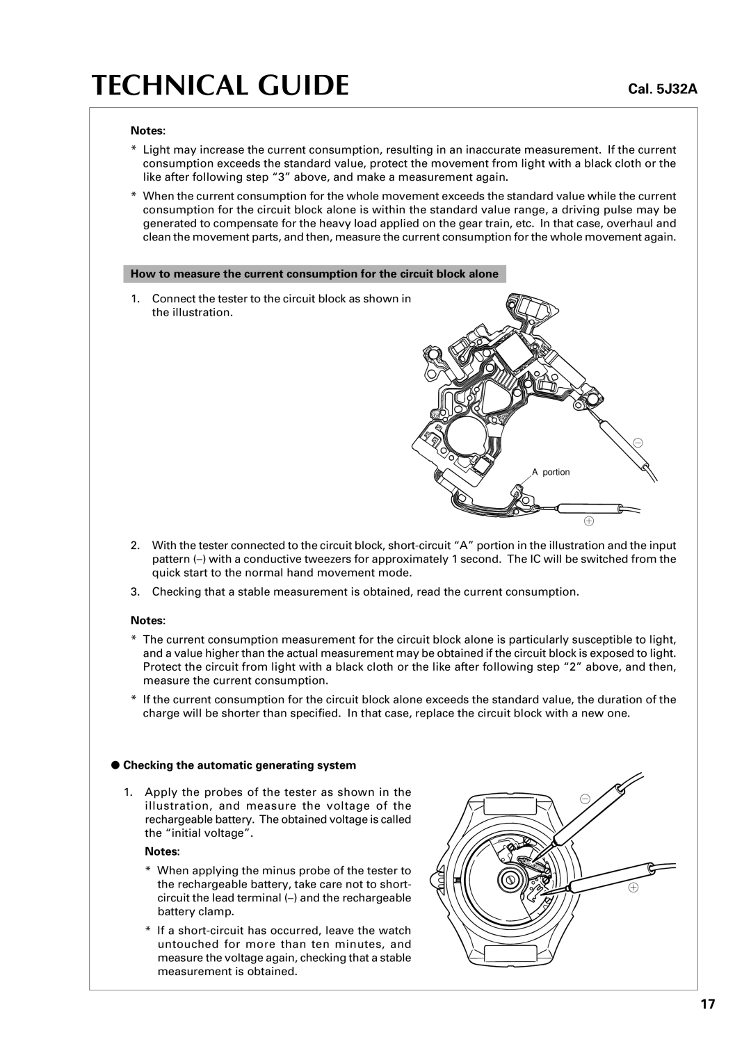 Seiko 5J32A specifications Checking the automatic generating system 