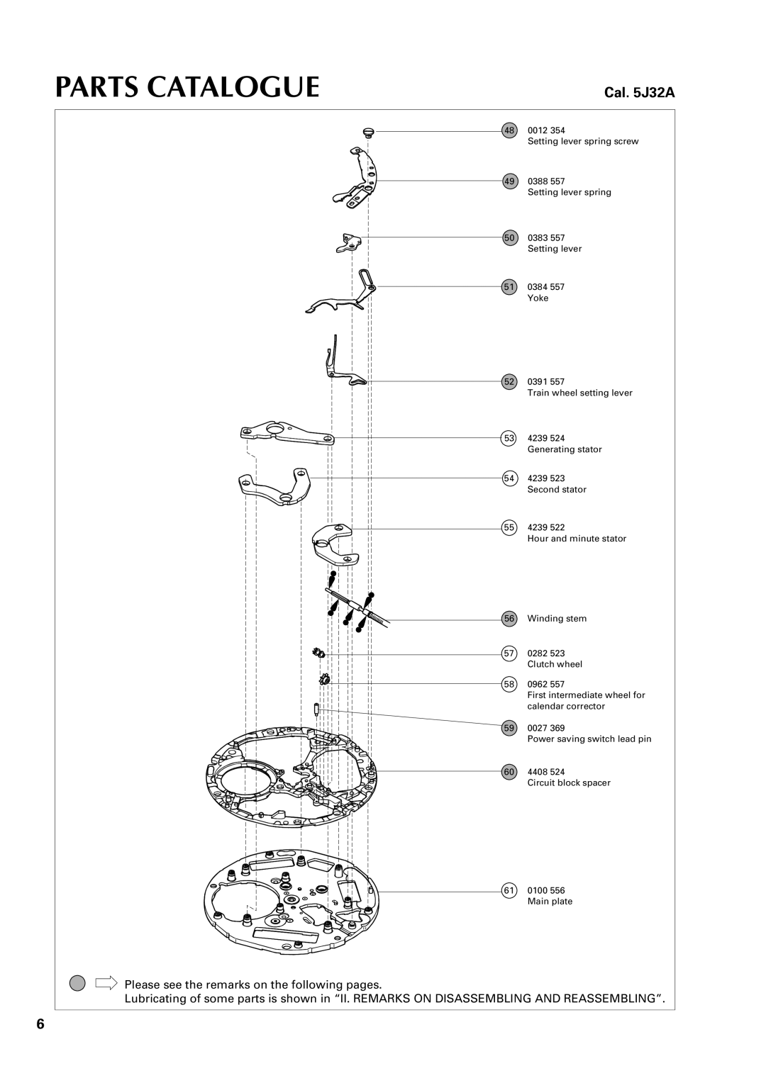 Seiko 5J32A specifications Parts Catalogue 