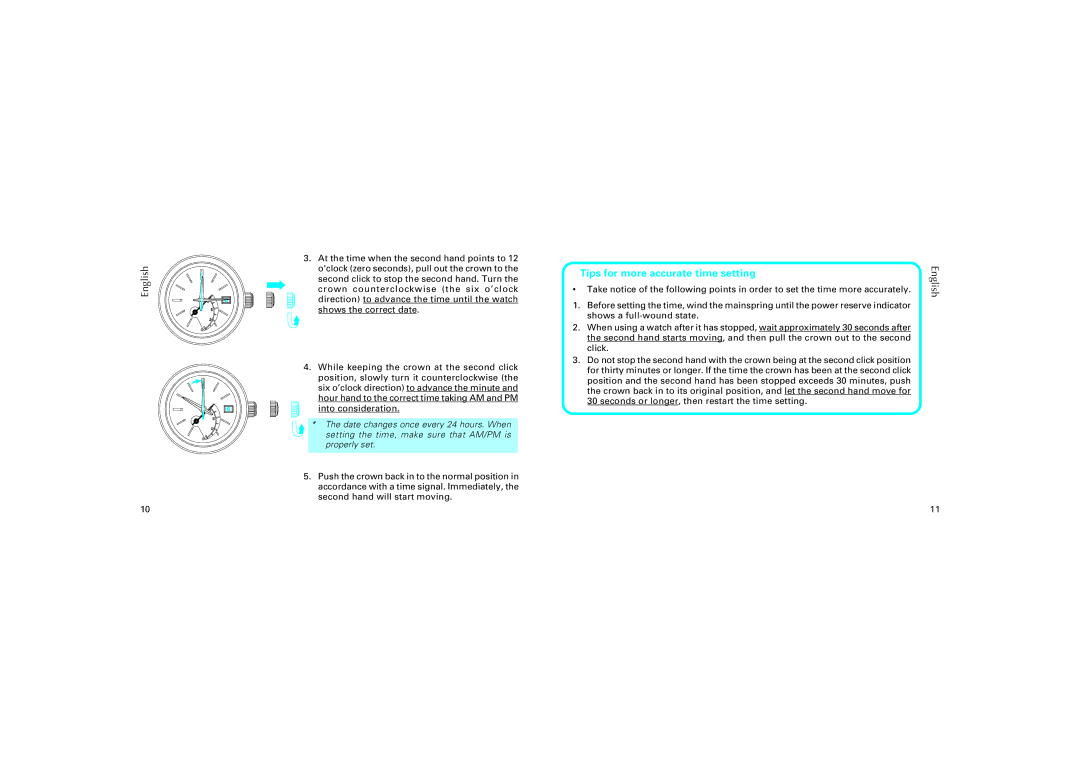 Seiko 5R64, 5R65 manual Tips for more accurate time setting 