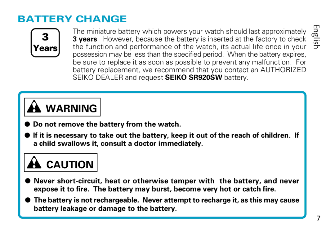 Seiko 5Y67, 5Y66 manual Battery Change 