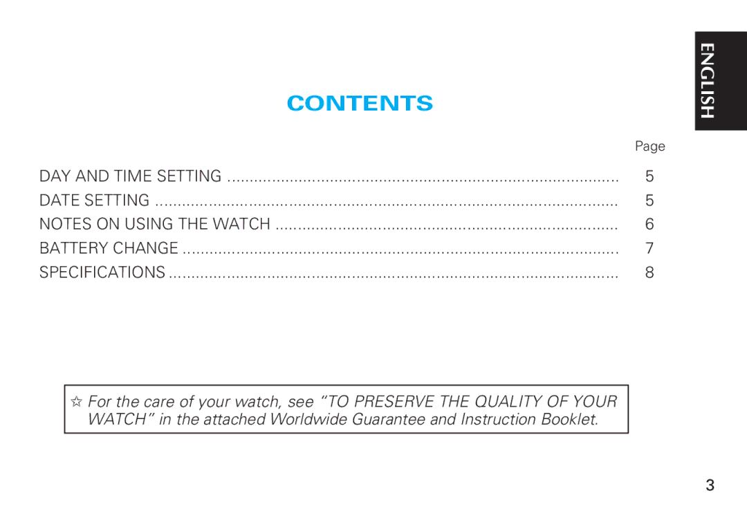 Seiko 5Y89 manual Contents 