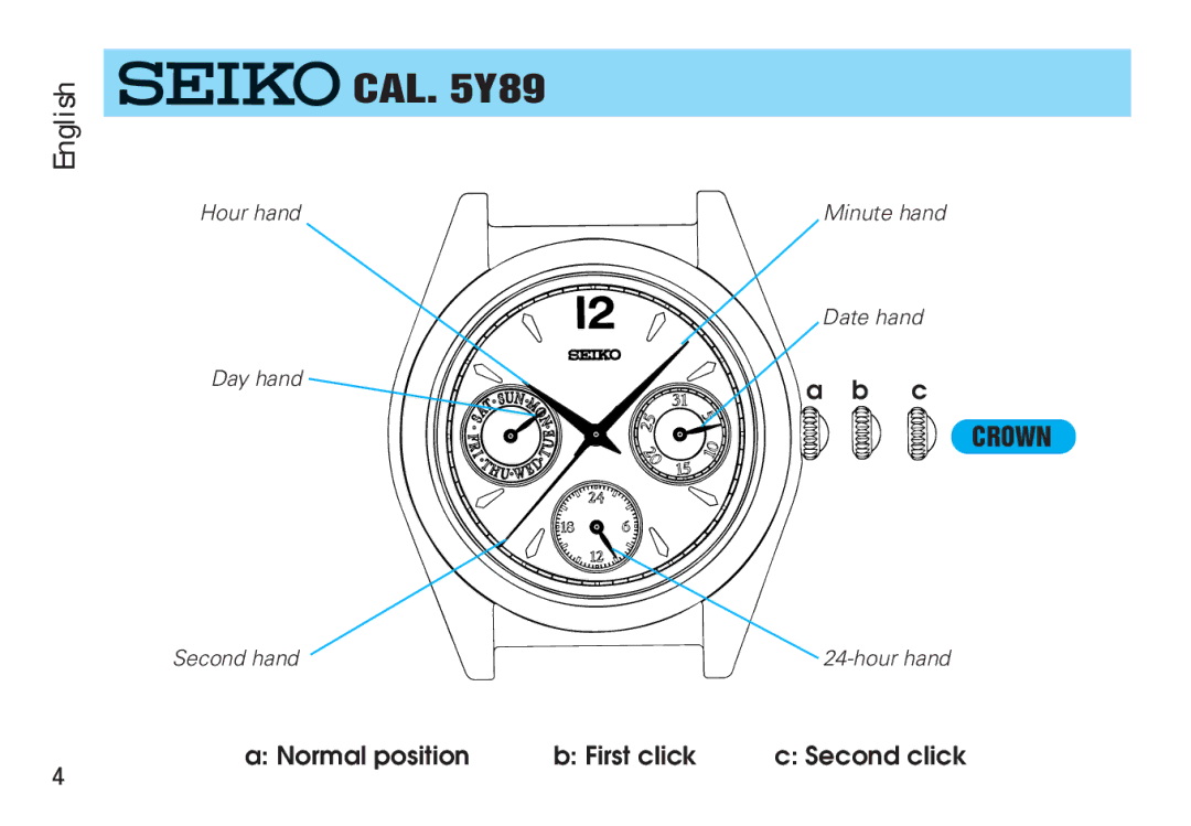 Seiko 5Y89 manual CAL Y89 