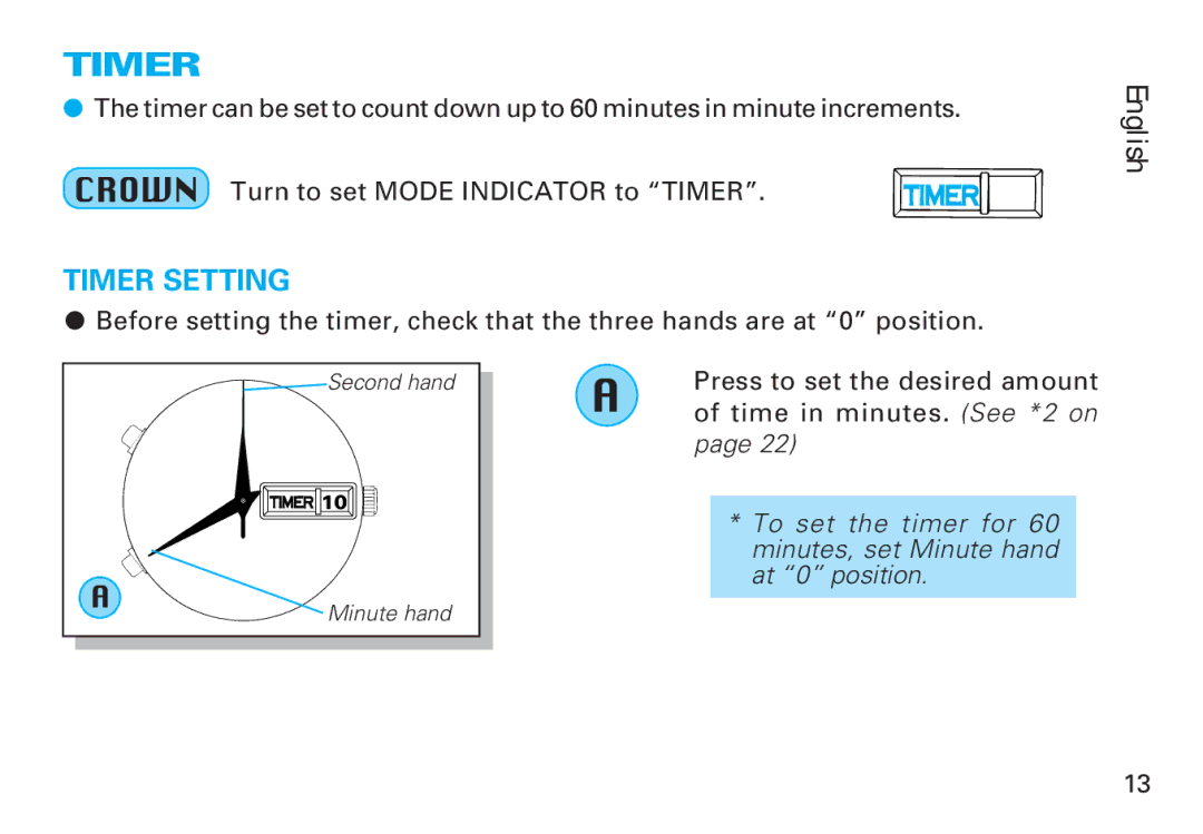 Seiko 6M26, 6M25 manual Timer Setting 