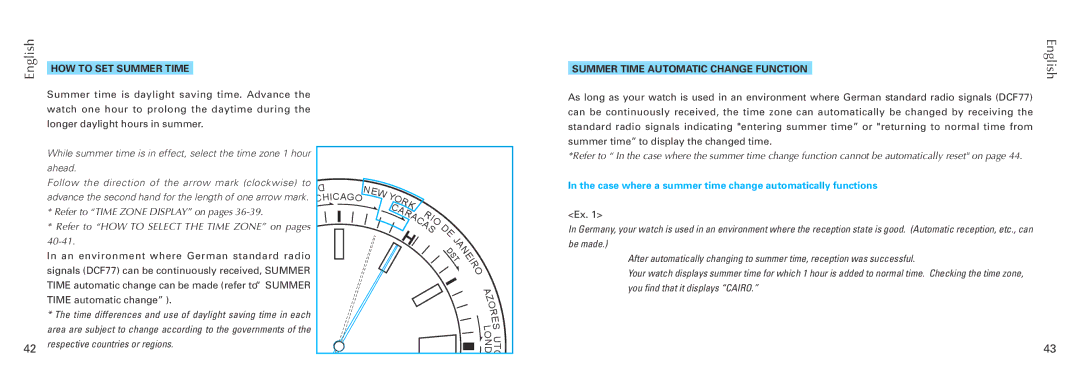 Seiko 7B26 manual HOW to SET Summer Time, Summer Time Automatic Change Function 