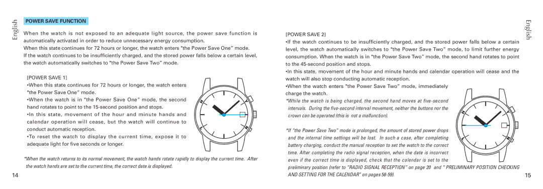 Seiko 7B26 manual Power Save Function 