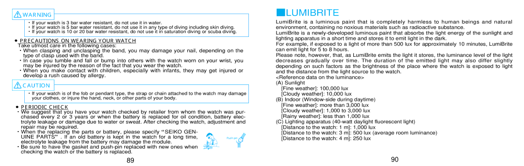 Seiko 7K32 manual Lumibrite, Periodic Check 