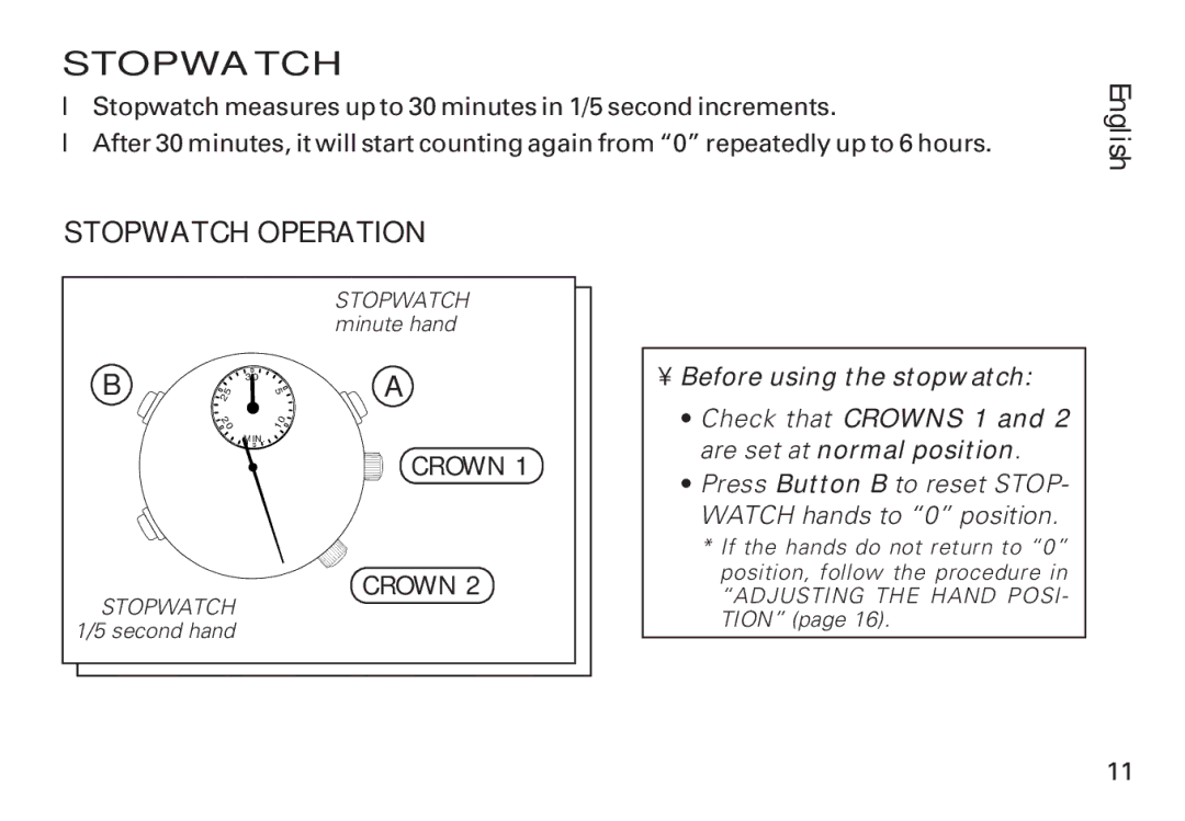 Seiko 7T32 manual Stopwatch Operation 