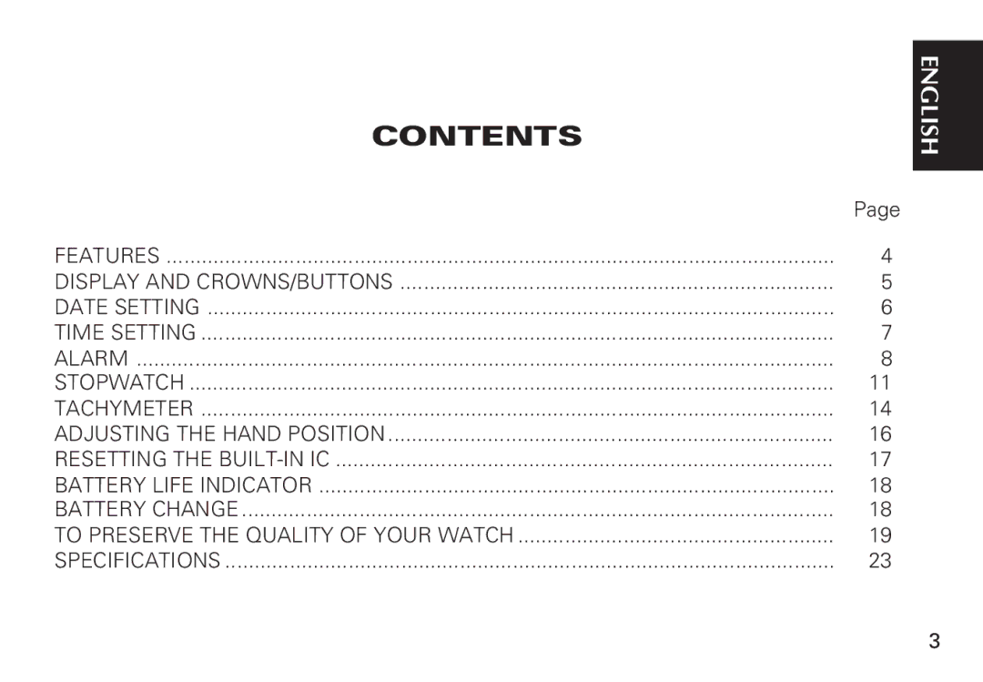 Seiko 7T32 manual Contents 