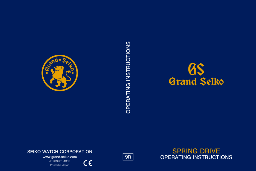 Seiko 9R65, 9R15 manual Spring Drive, Operating Instructions, Seiko Watch Corporation 