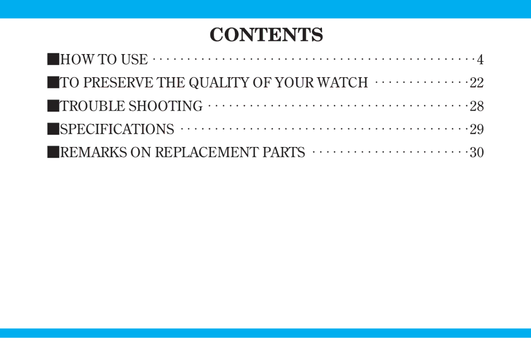 Seiko 9S519S559S56 manual Contents 