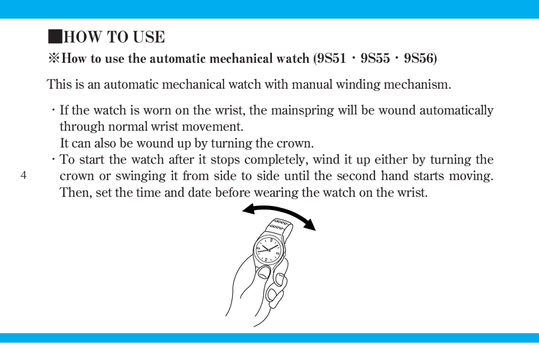 Seiko 9S519S559S56 manual HOW to USE 