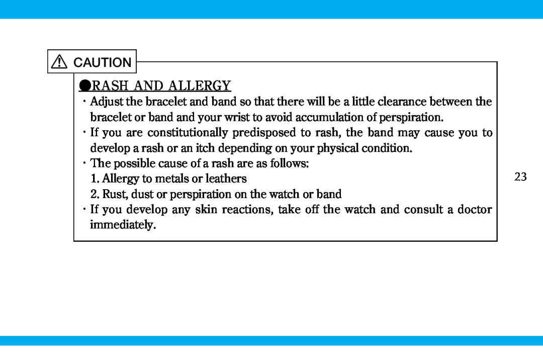 Seiko 9S519S559S56 manual Rash And Allergy 