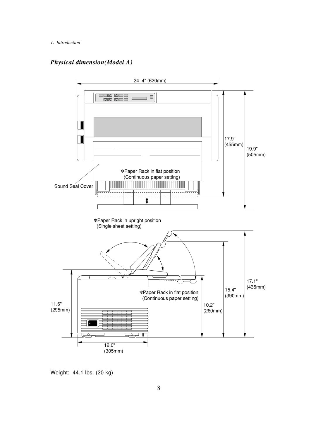 Seiko BX-900 owner manual Physical dimensionModel a 