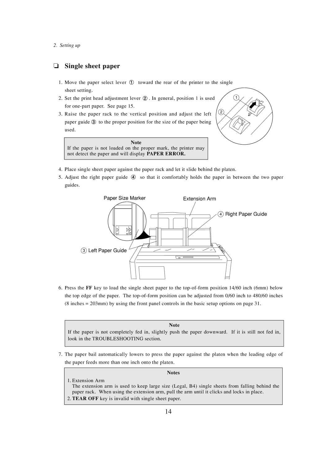 Seiko BX-900 owner manual Single sheet paper, Left Paper Guide 