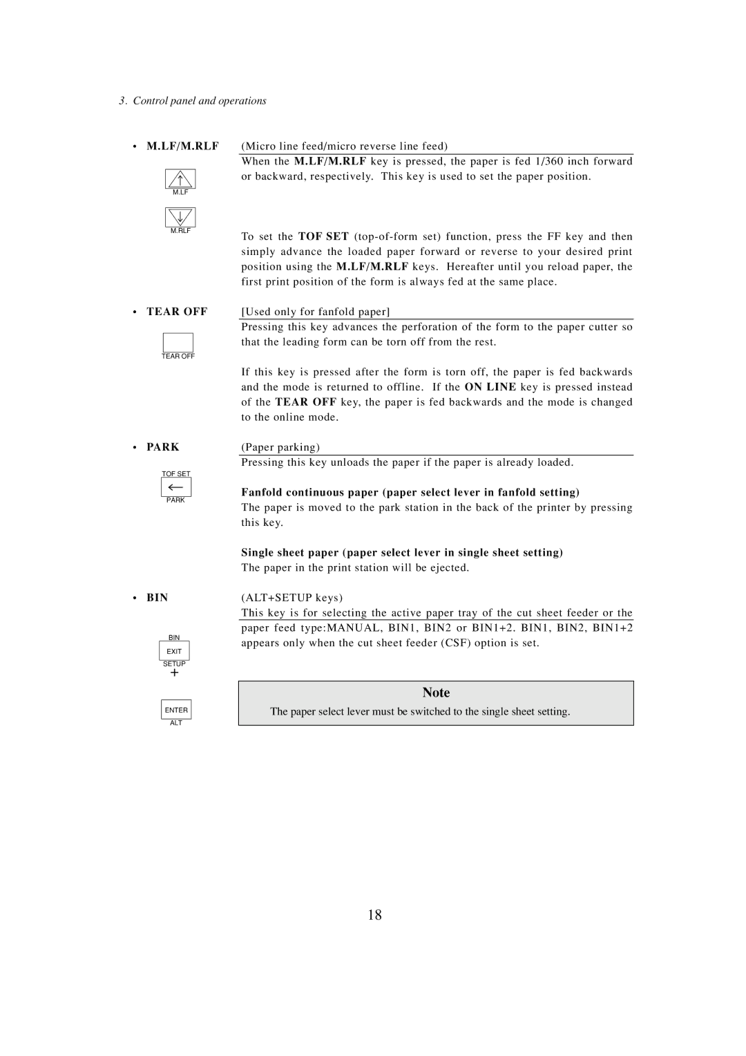 Seiko BX-900 owner manual Park 