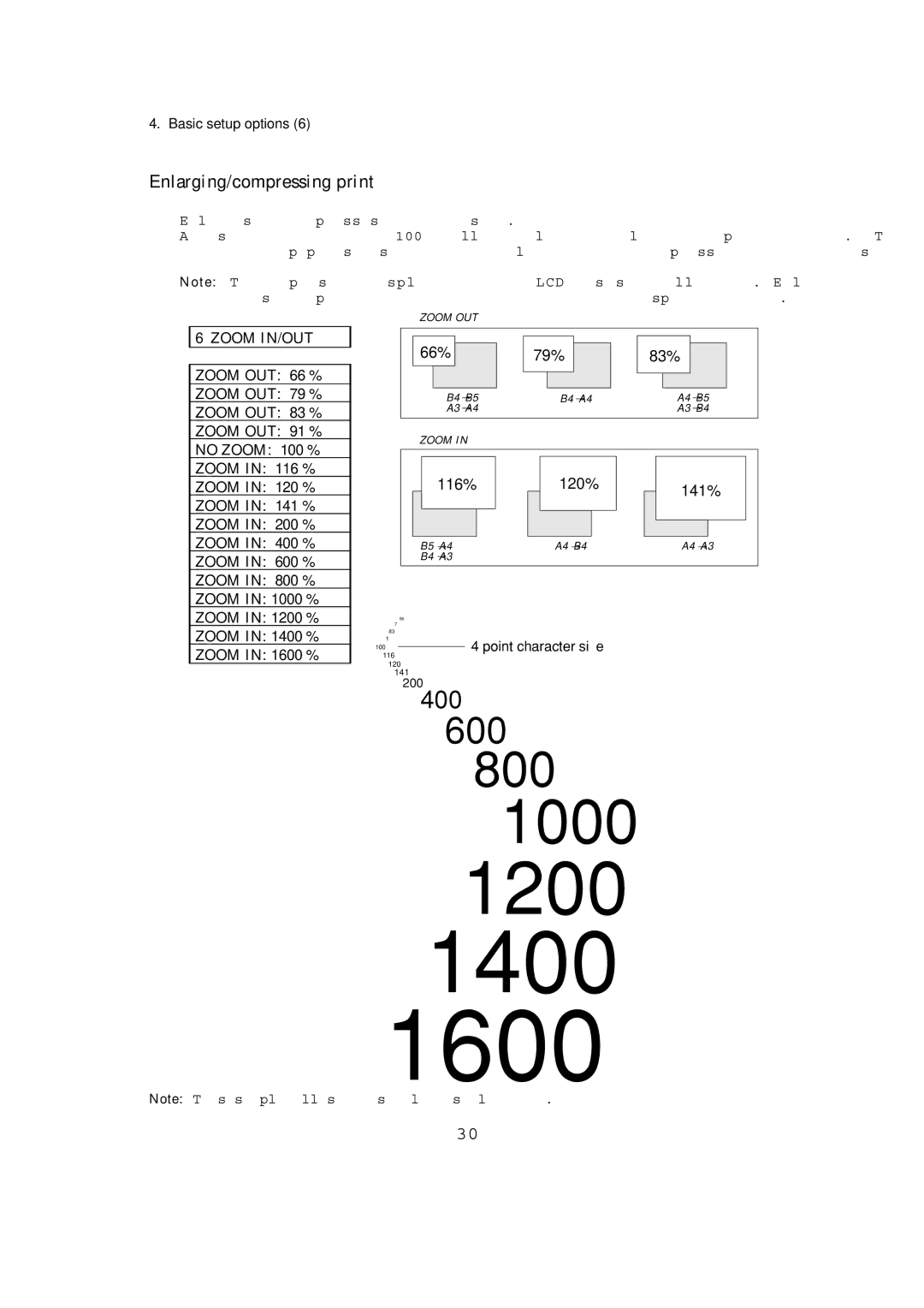 Seiko BX-900 owner manual Enlarging/compressing print, Zoom IN/OUT 