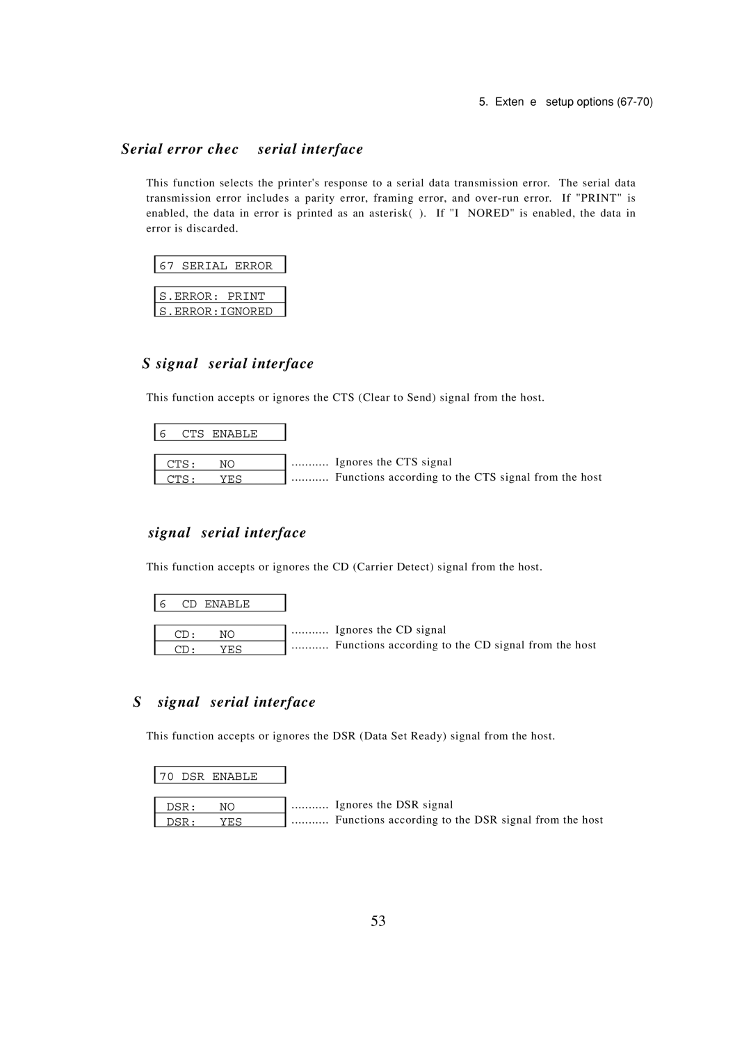 Seiko BX-900 owner manual Serial error check serial interface, CTS signal serial interface, CD signal serial interface 