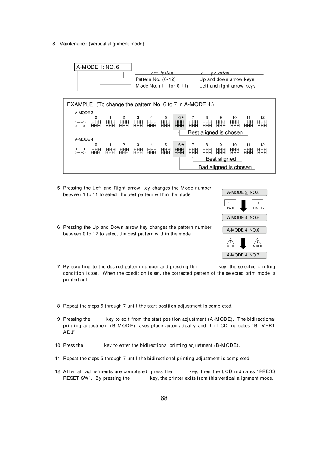 Seiko BX-900 owner manual Mode 1 no, LCD Description Key Operation 