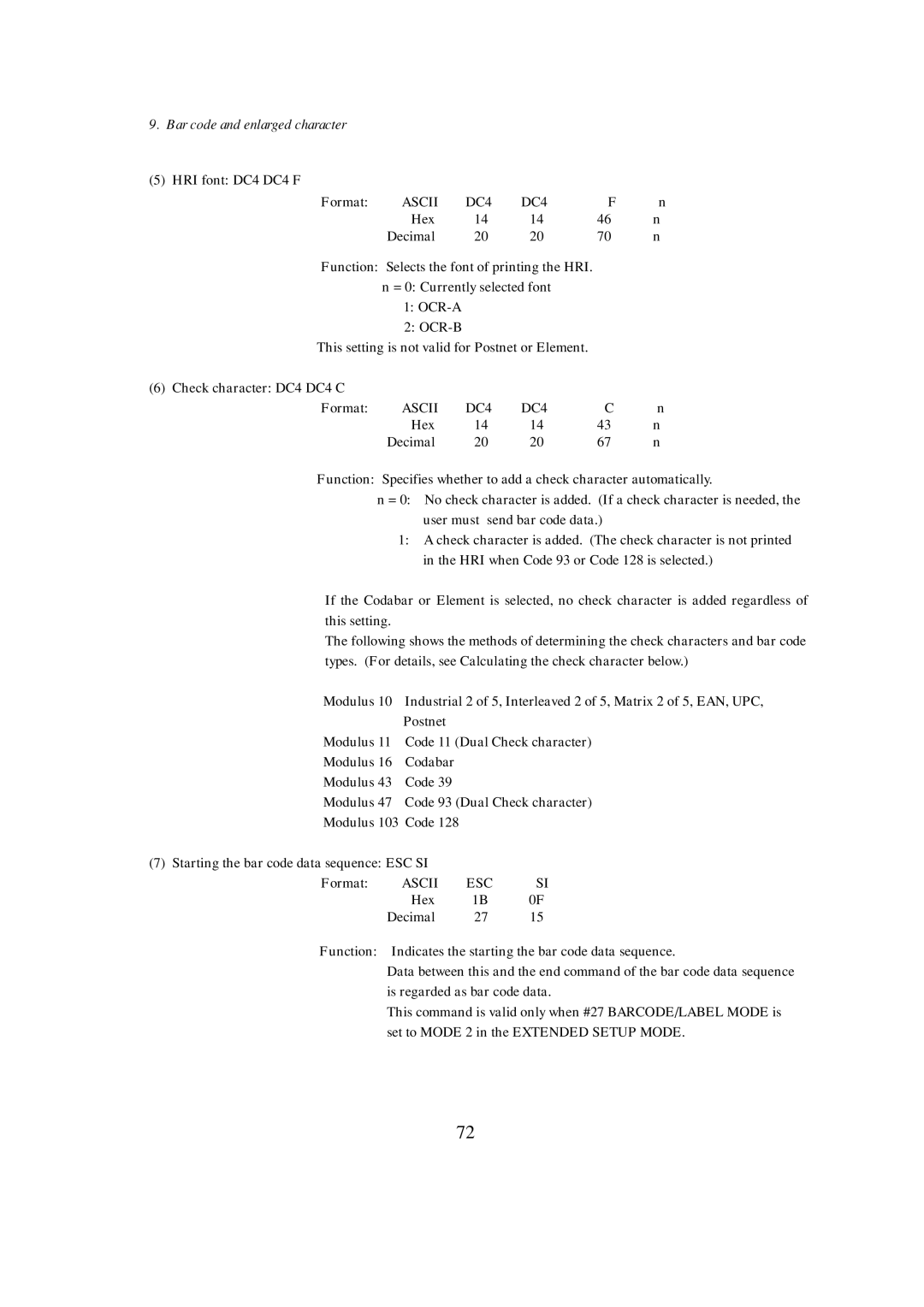 Seiko BX-900 owner manual Ascii DC4 