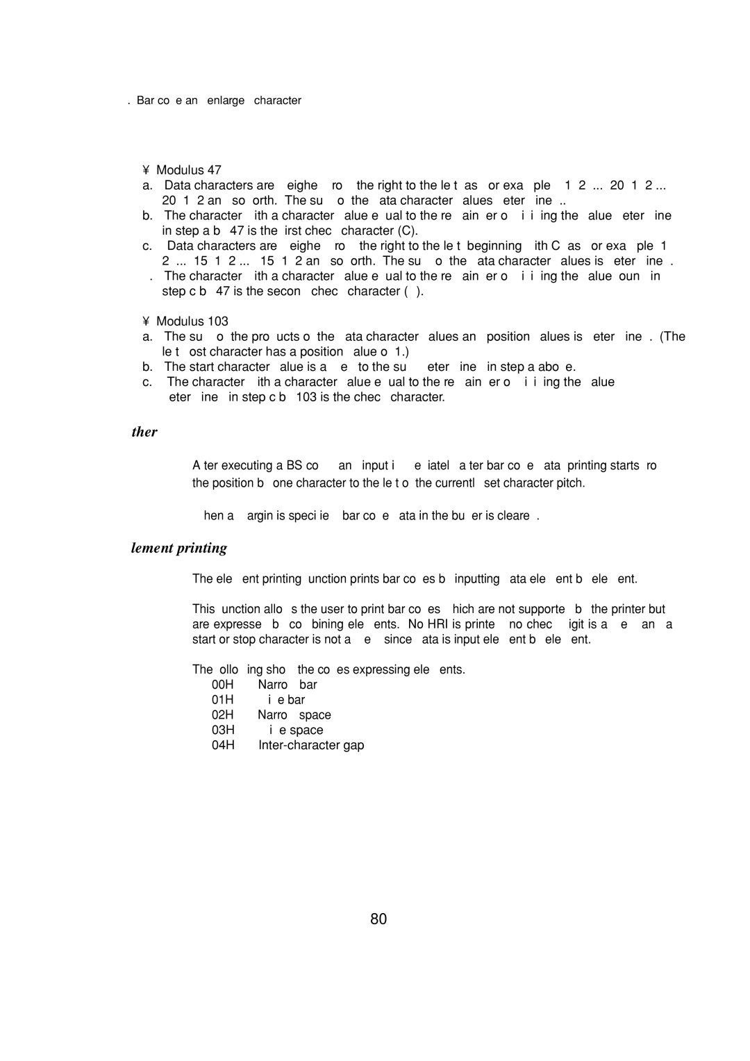 Seiko BX-900 owner manual Other, Element printing 