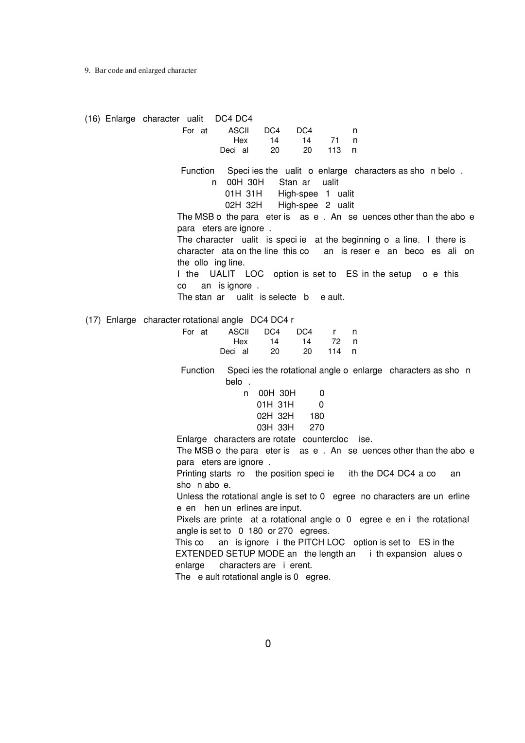 Seiko BX-900 owner manual Enlarged character quality DC4 DC4 q 