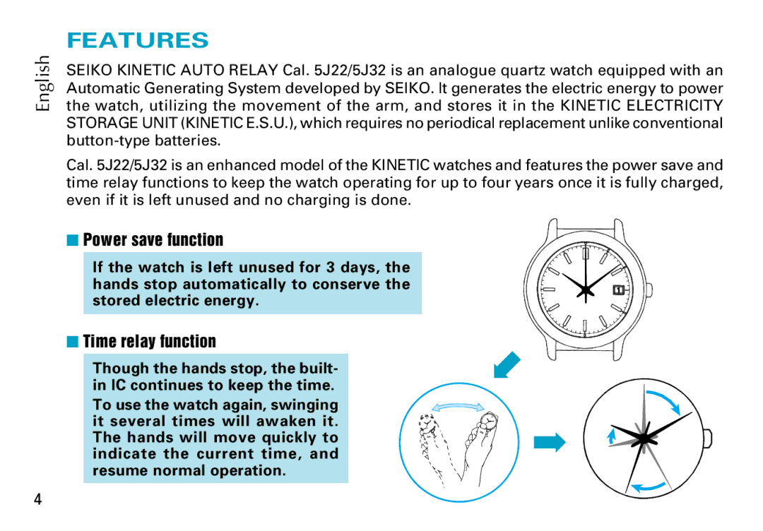 Seiko Cal. 5J22 5J32 manual Features 