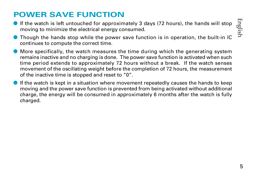 Seiko Cal. 5J22 5J32 manual Power Save Function 